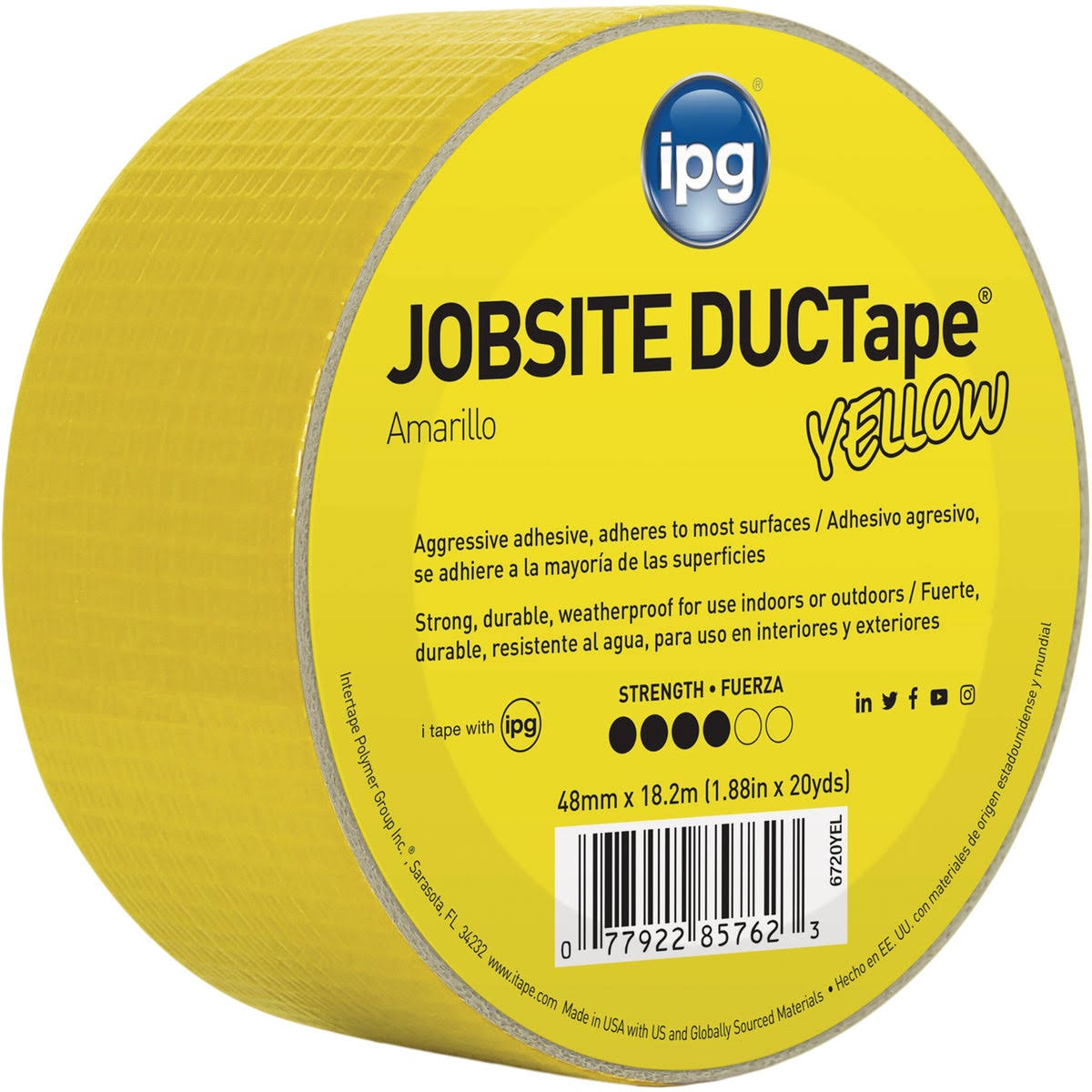 Intertape Polymer Duct Tape - Yellow, 1.88" x 20yds