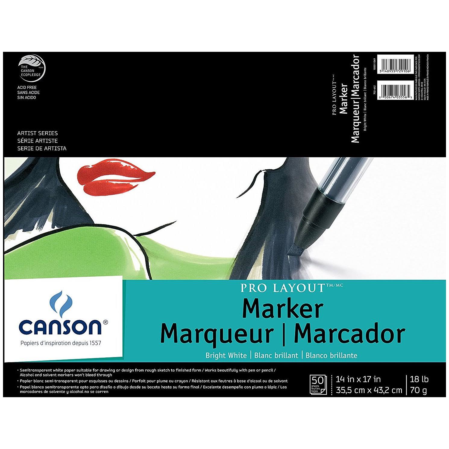 Canson Marker Pro Layout Sheet Pad - 14" X 17", 50 Sheets, Fold Over