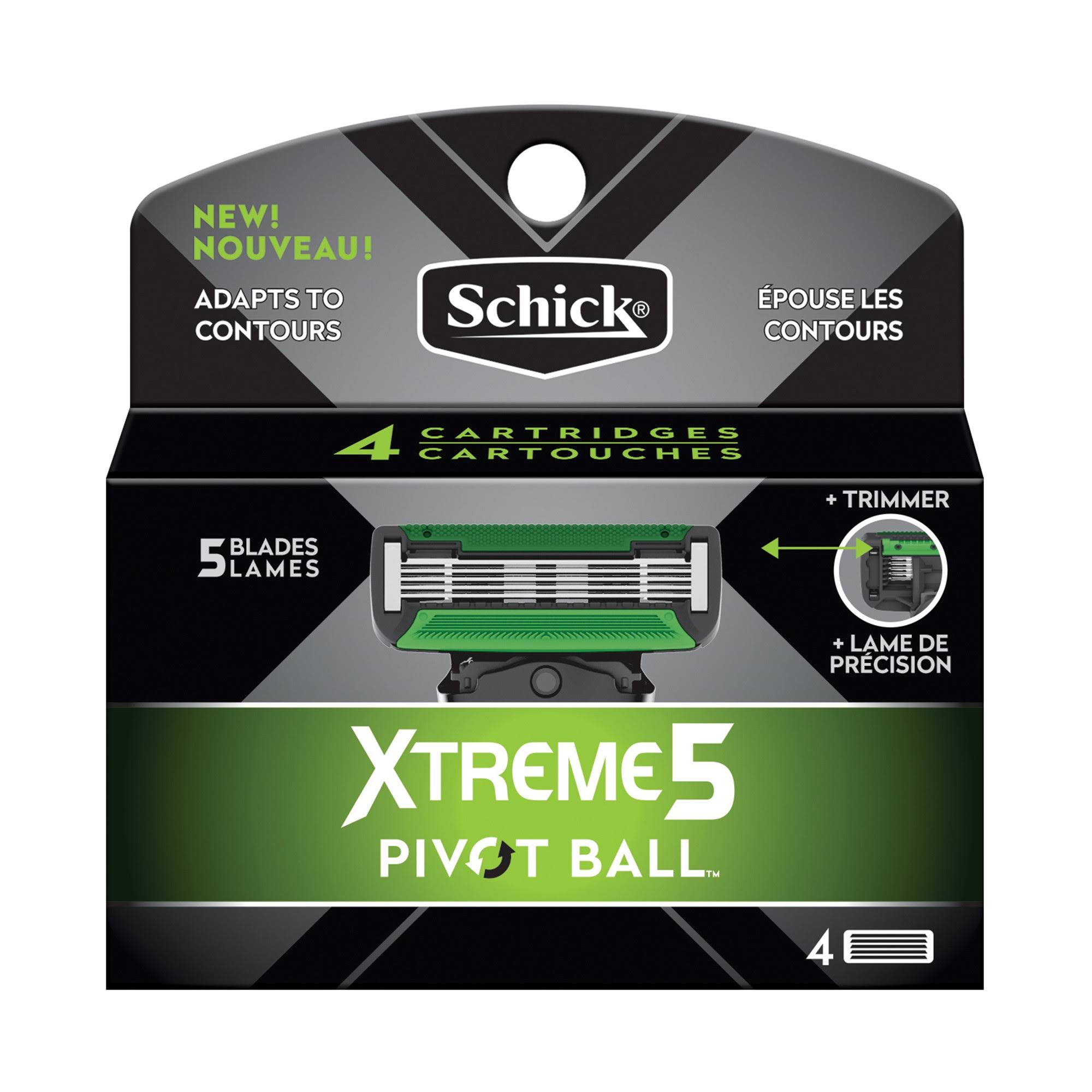 Schick Men's Xtreme5 Pivot Ball Razor Blade Refills - 4ct