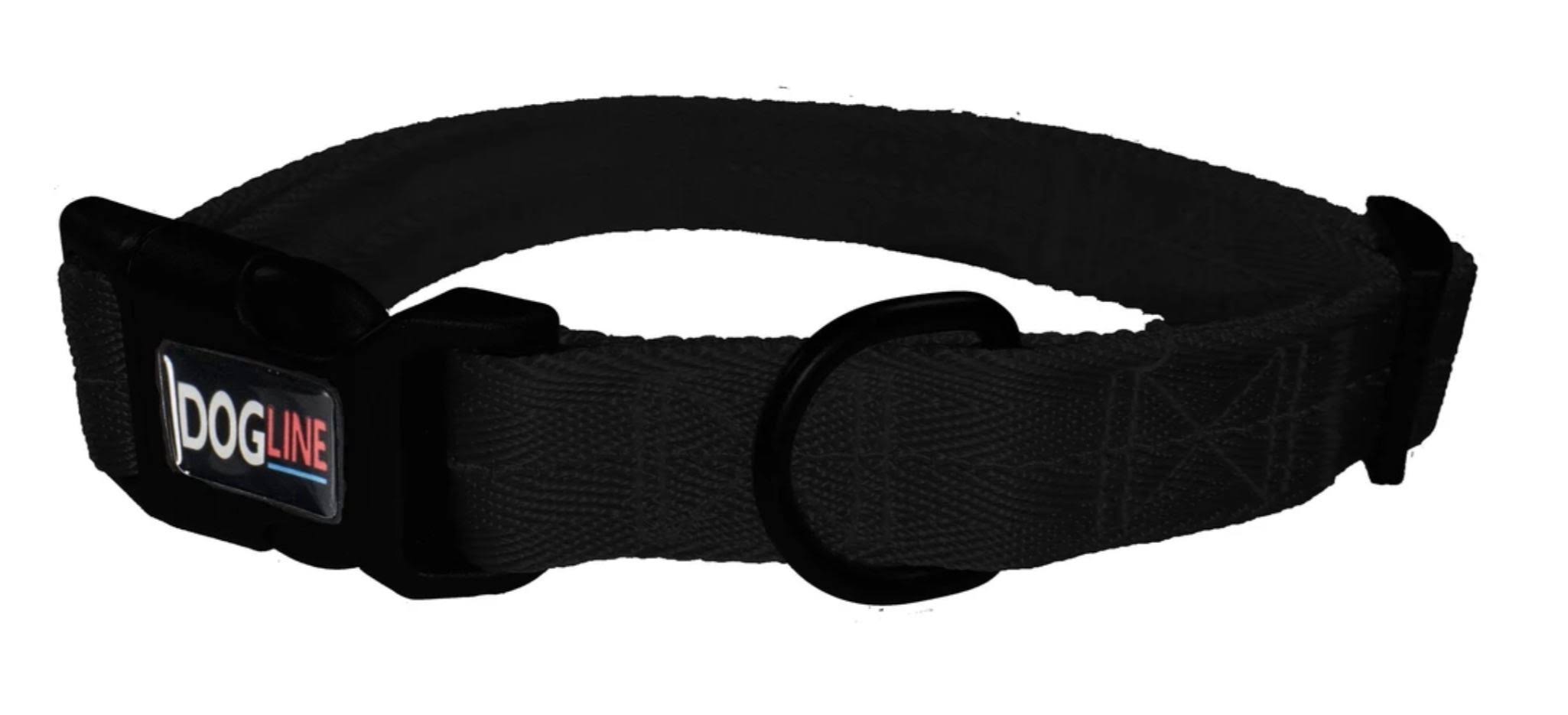 Dogline Nylon Dog Collar - Black - Medium