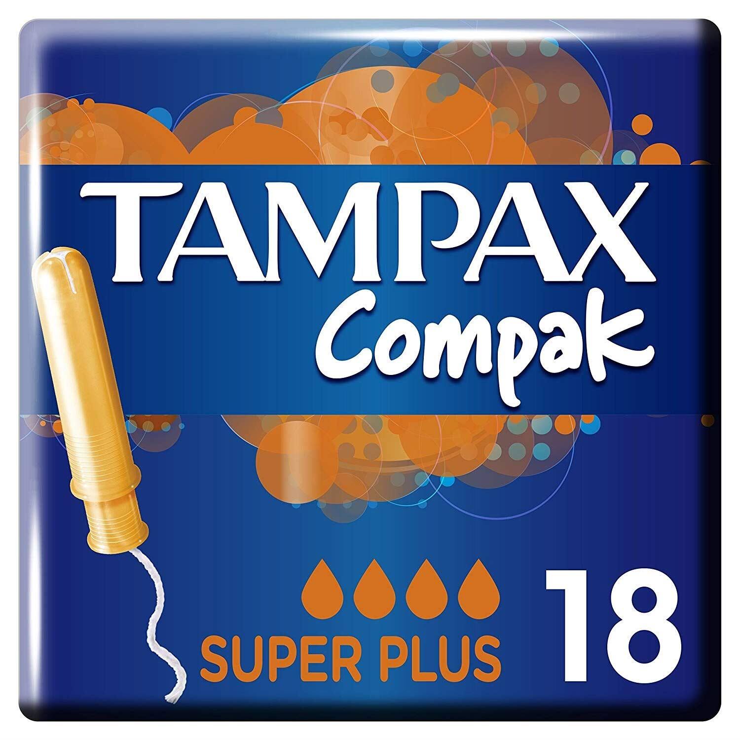 Tampax Compak Super Plus Tampons Applicator - 18pk