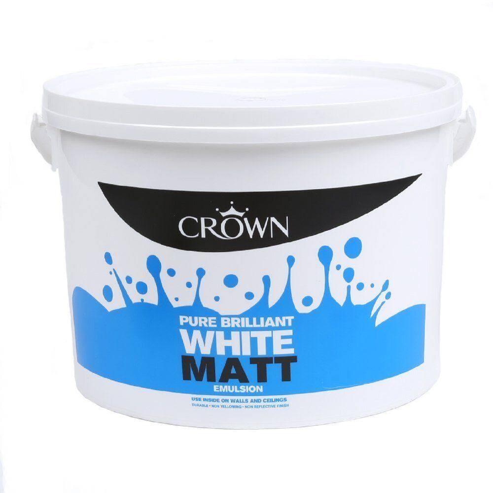 Crown Pure Brilliant Emulsion Paint - White Matt, 10l