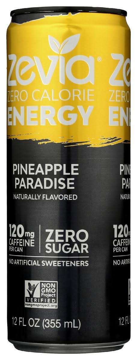 Zevia Energy Drink, Zero Calorie, Pineapple Paradise - 12 fl oz