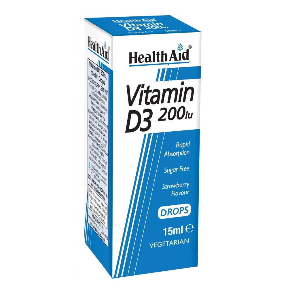 Health Aid Vitamin D3 200iu Drops - Strawberry, 15ml