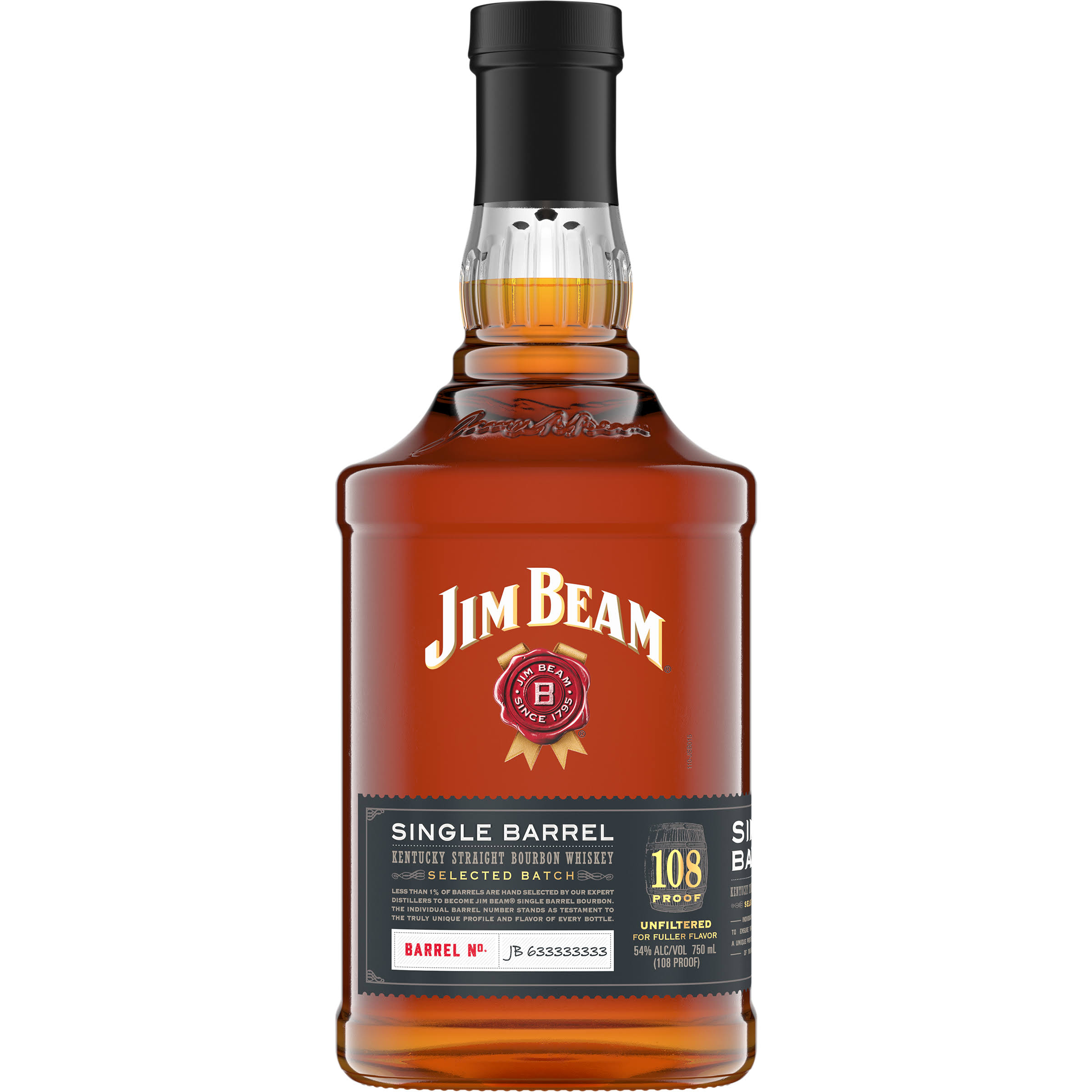 Jim Beam Single Barrel 108 Proof 54% Kentucky Bourbon Whiskey 750ml