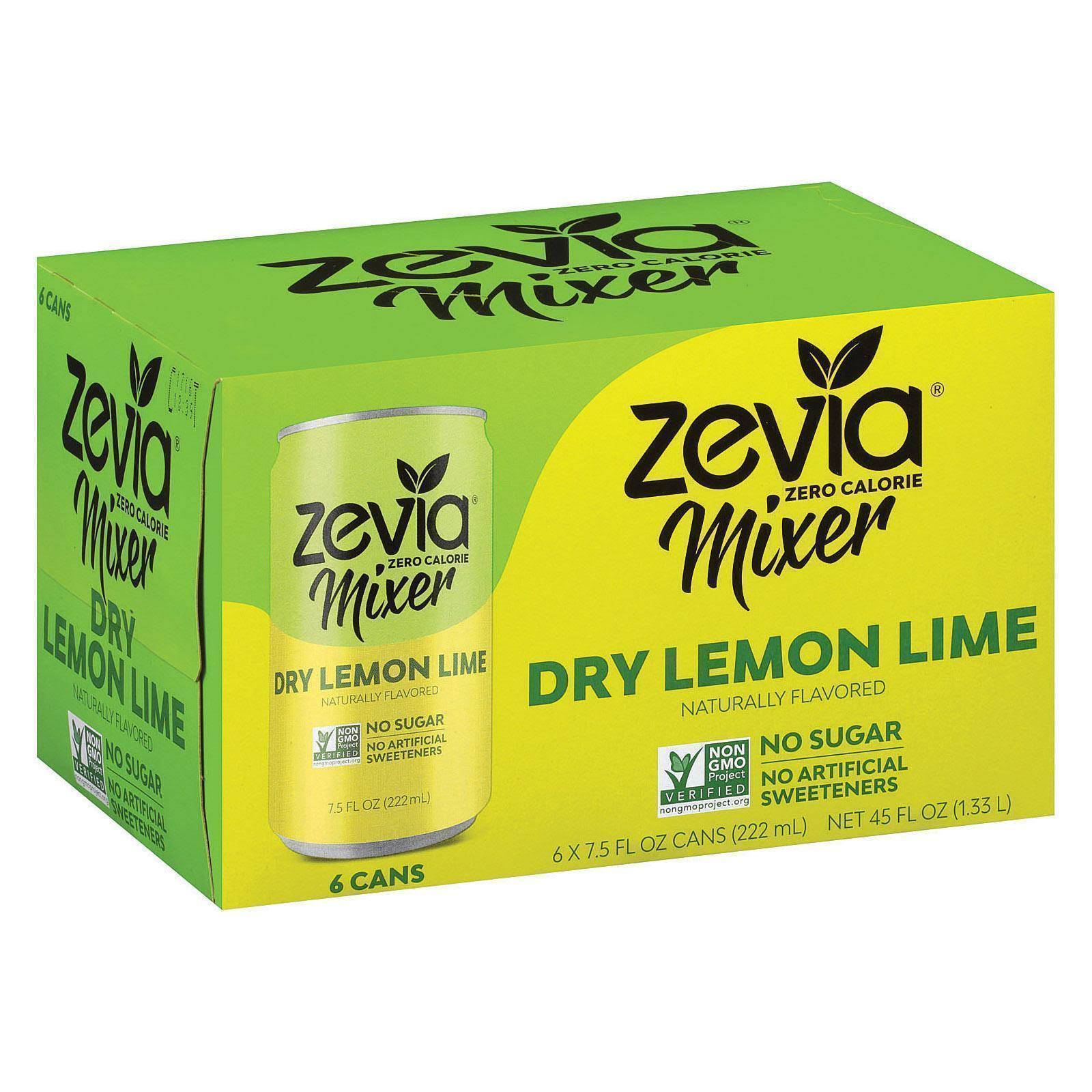 Zevia Mixer, Zero Calorie, Dry Lemon Lime - 6 pack, 7.5 fl oz cans
