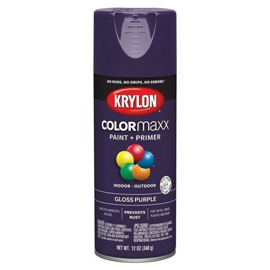 Krylon COLORmaxx K05533007 Spray Paint, Gloss, Purple, 12 oz Aerosol Can