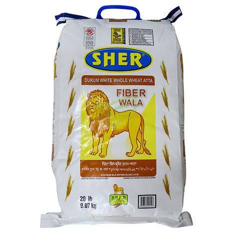 Sher Durum White Whole Wheat Atta Flour - 20 lb