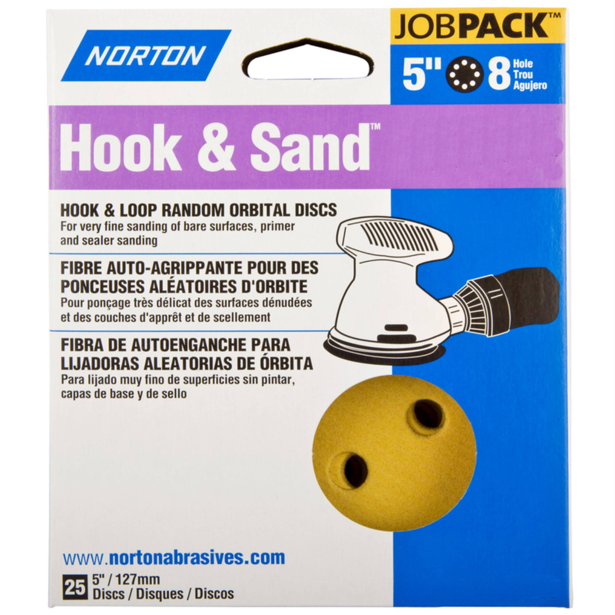 Norton 49222 P100 Hook and Loop Discs - 5", 8 Hole, 25 Pack