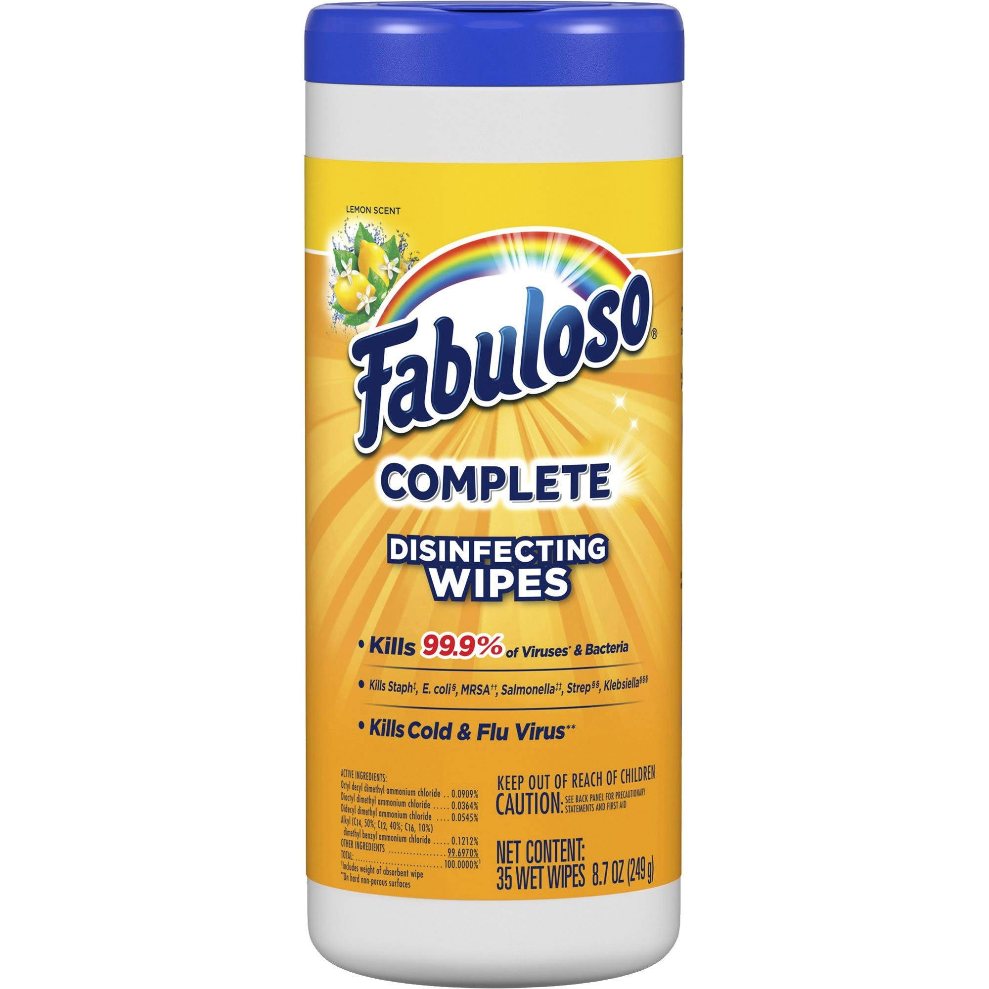 Fabuloso Complete Disinfecting Wipes, Lemon Scent - 35 wipes, 8.7 oz