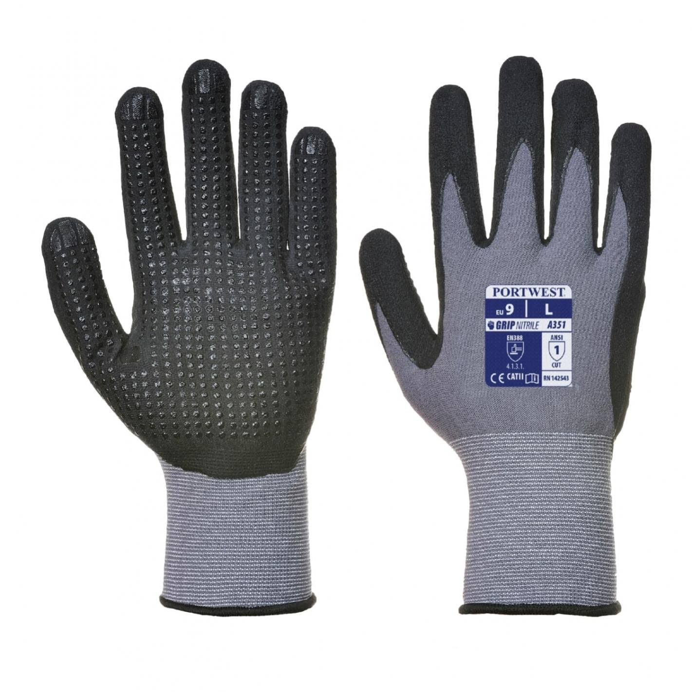 Dermiflex Plus Glove Grey/Black Large Regular 12x Pack