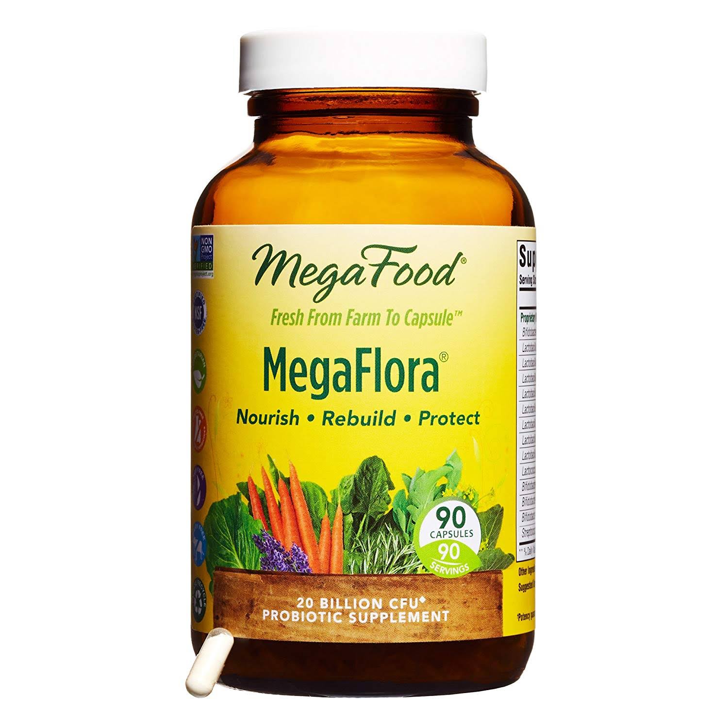 MegaFood MegaFlora Probiotic Supplement - 90 Capsules