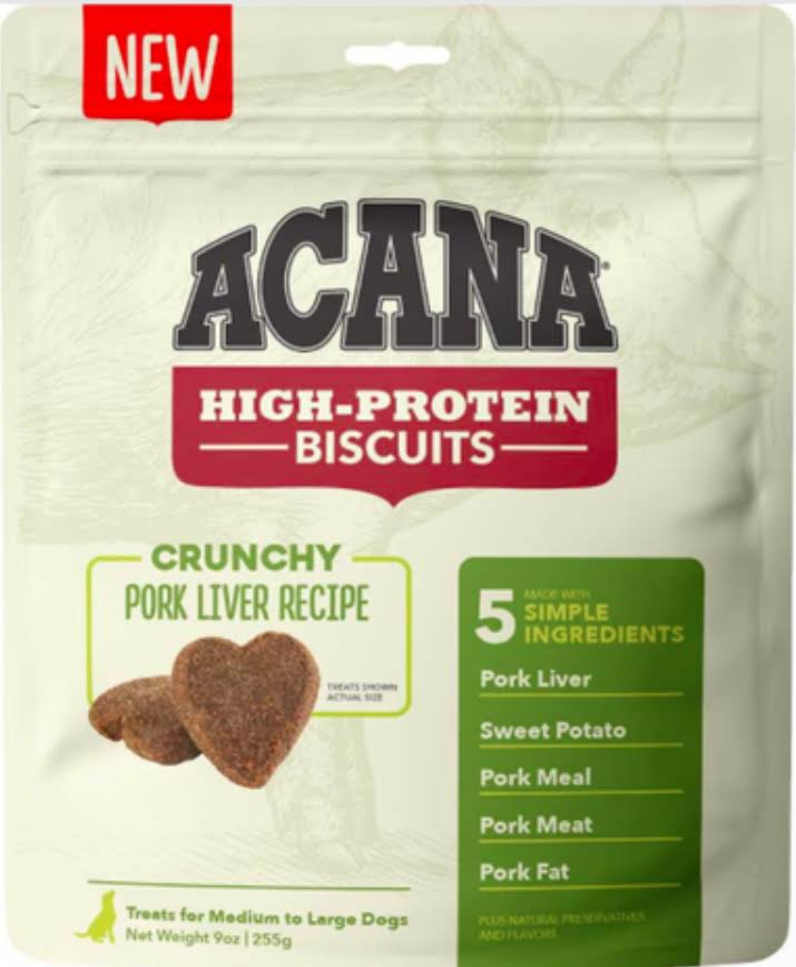 Acana High-Protein Crunchy Pork Liver Recipe Large Dog Biscuits 9 oz