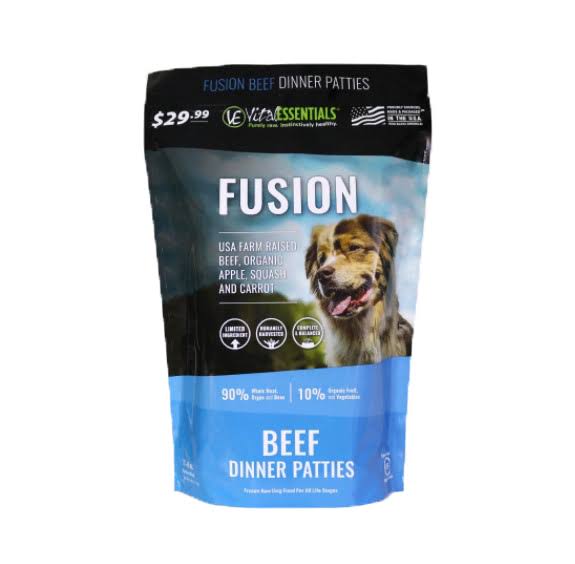 Vital Essentials Beef Fusion Frozen Dog Patties, 6-lb