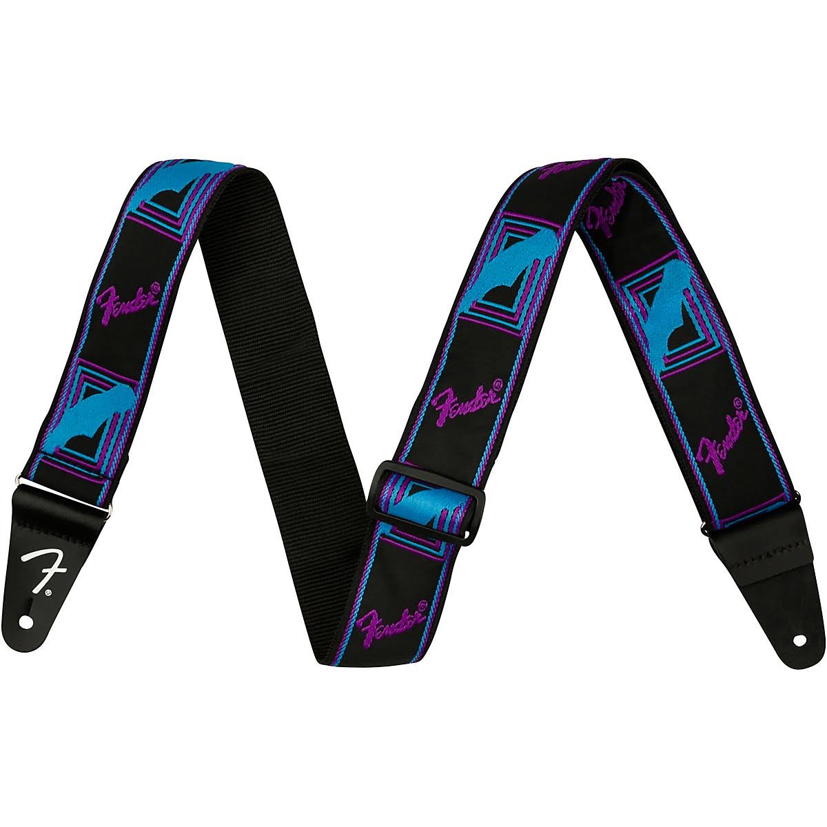 Fender Neon Monogrammed Limited-Edition Guitar Strap Purple and Blue 2 in.