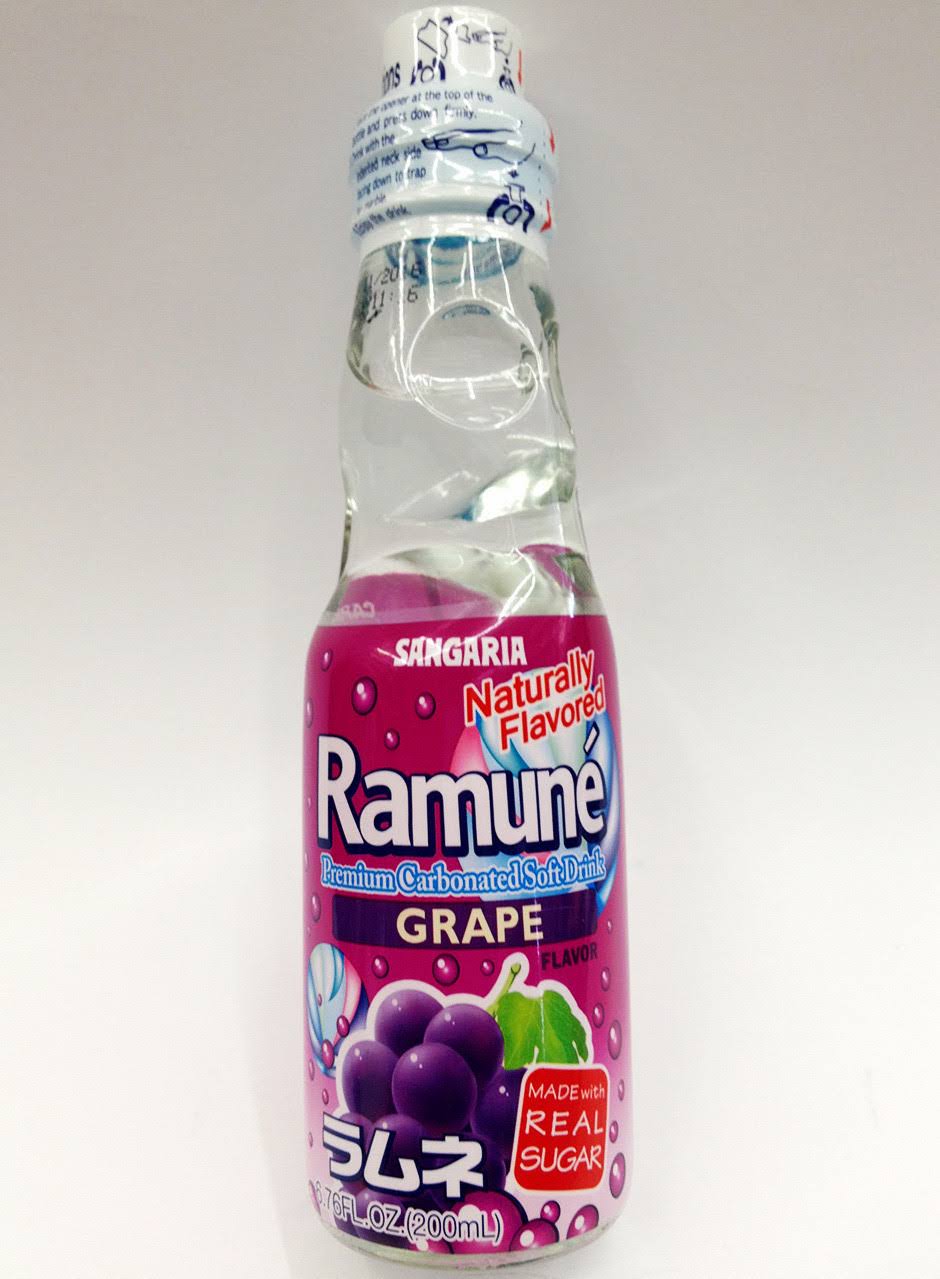 Sangaria Soft Drink, Carbonated, Ramune, Grape Flavor - 6.76 fl oz