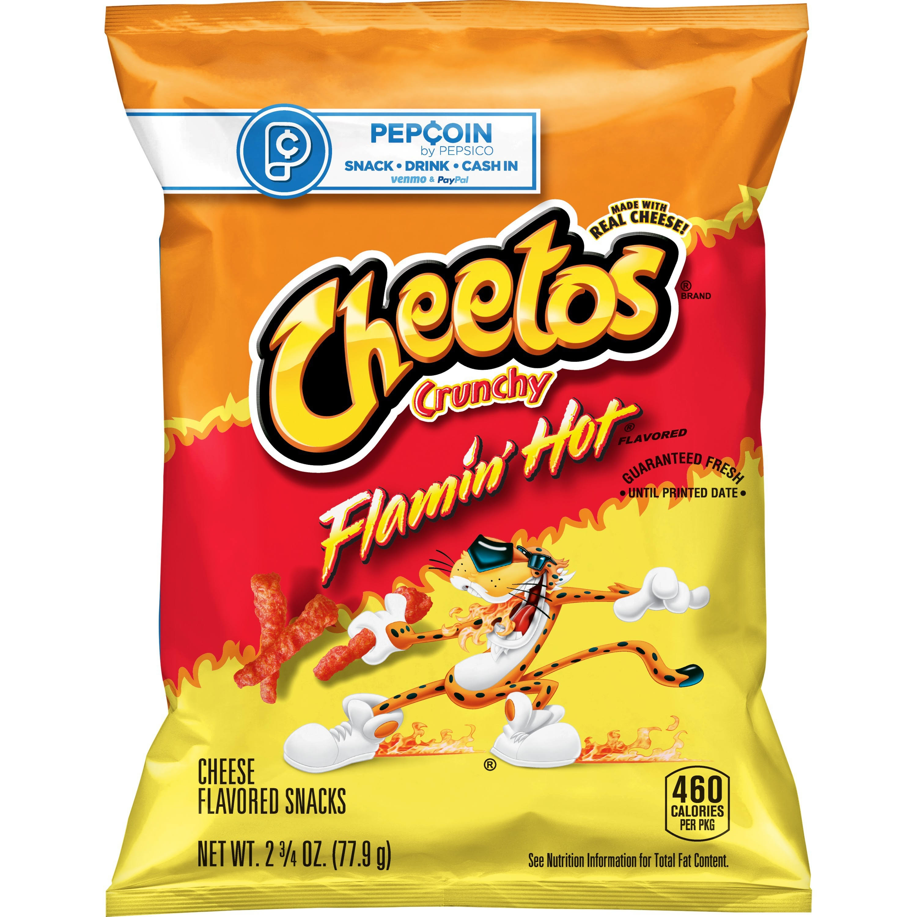 Cheetos Cheese Flavored Snacks, Flamin Hot Flavored, Crunchy - 2.75 oz