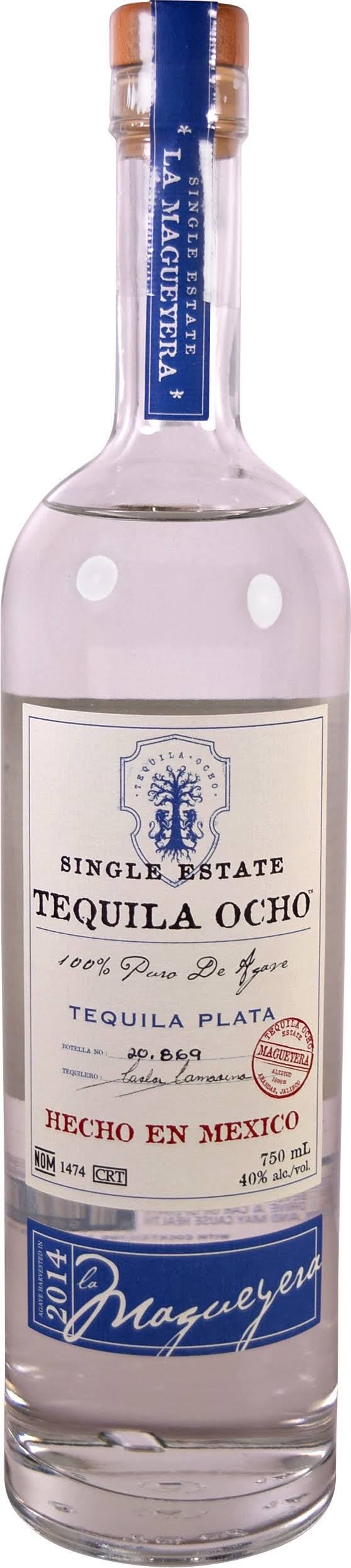 Tequila Ocho Plata Jalisco - 750 ml bottle