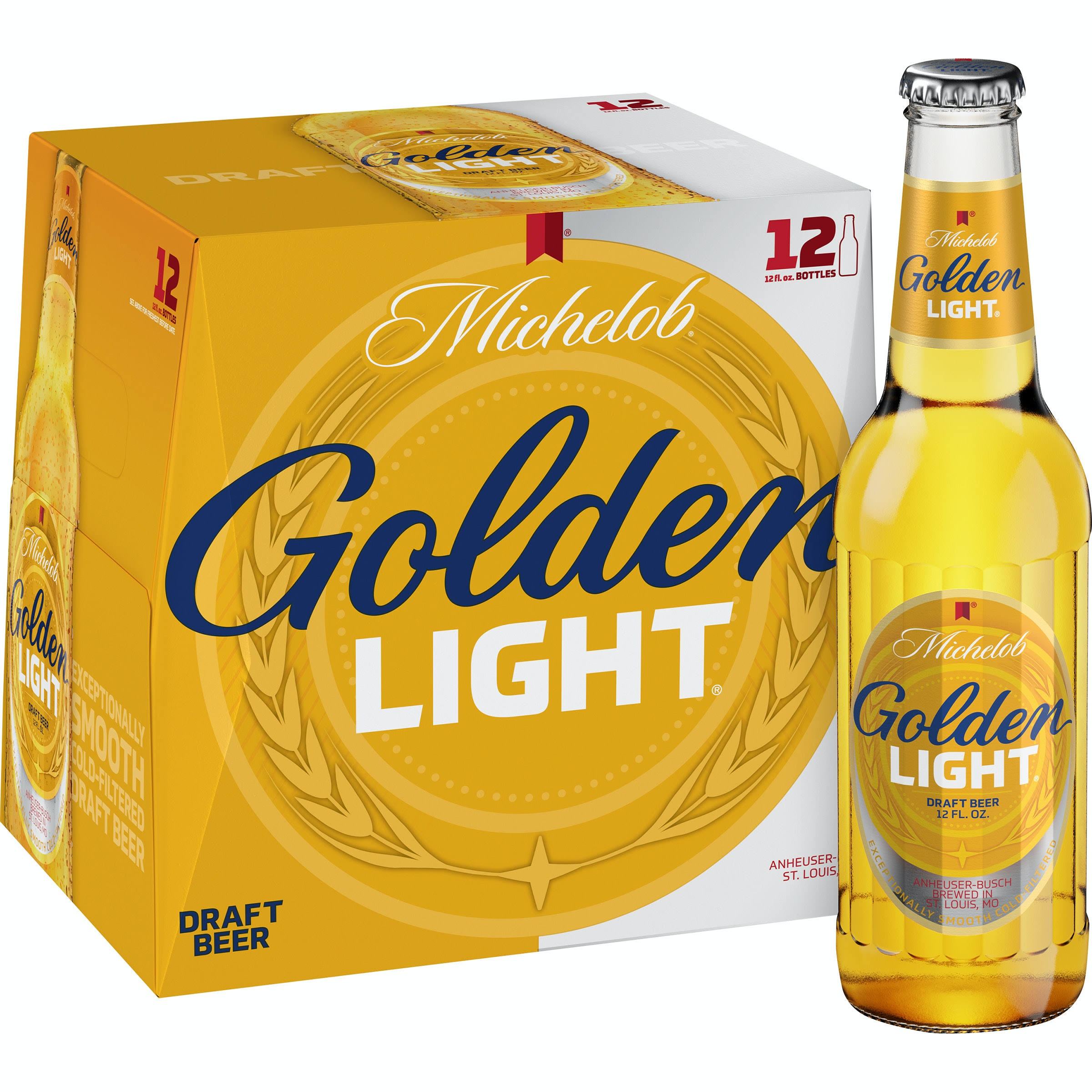 Michelob Glass Bottles Golden Light Draft Beer - 12oz, 12pk