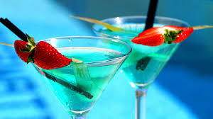cocktail blue fruit martini glass 