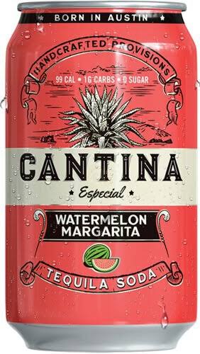 Canteen Tequila Soda, Watermelon Margarita - 4 pack, 12 fl oz cans