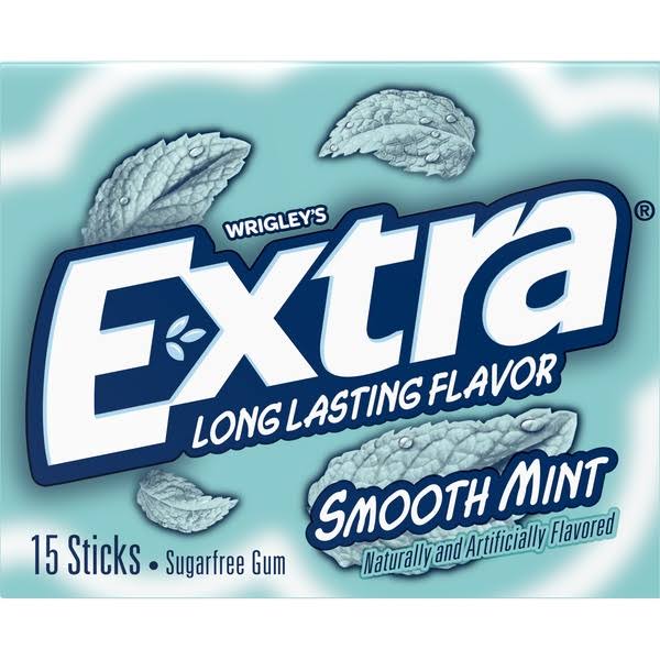 Wrigley's Extra Long Lasting Flavor Gum - Smooth Mint, 15 Sticks
