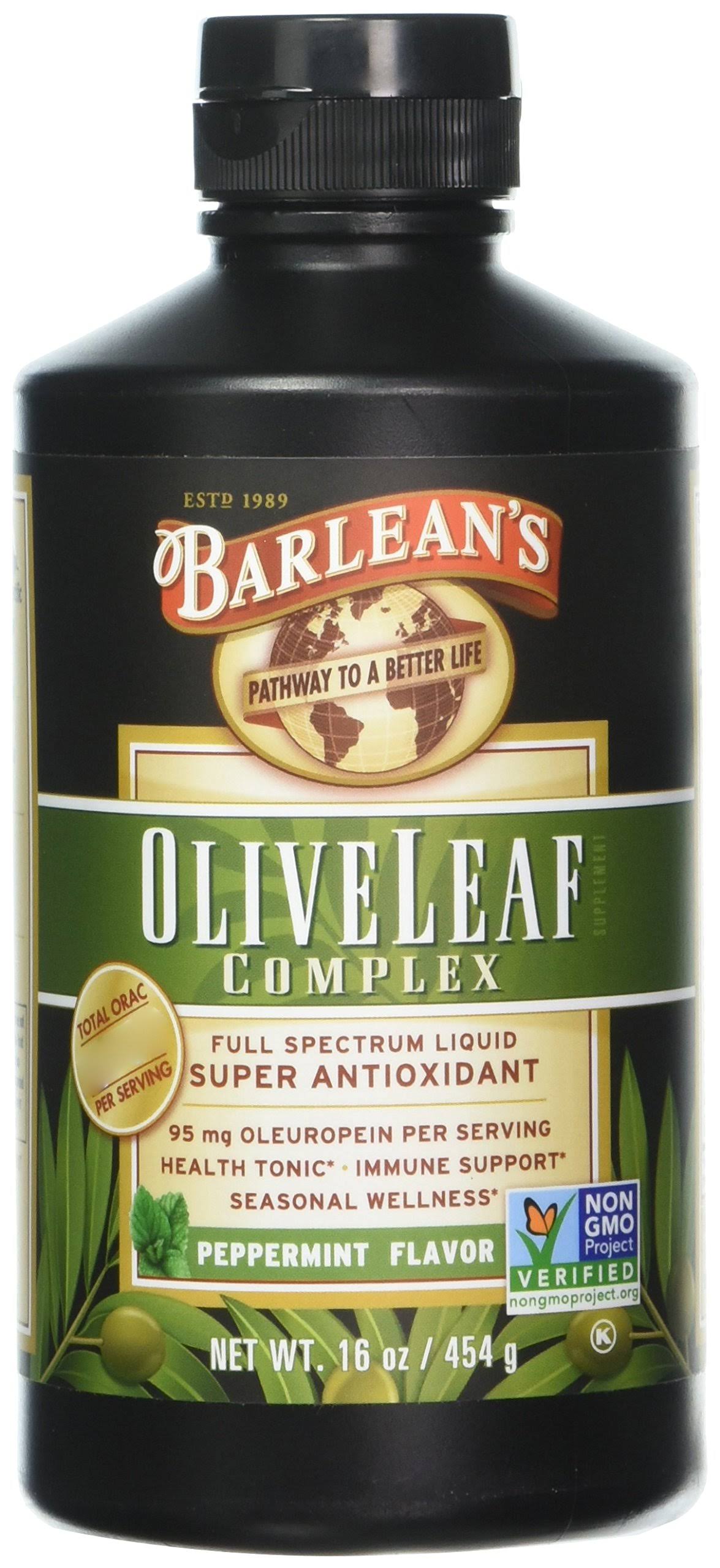 Barlean's Organic Oils Olive Leaf Complex - Peppermint, 16 fl oz