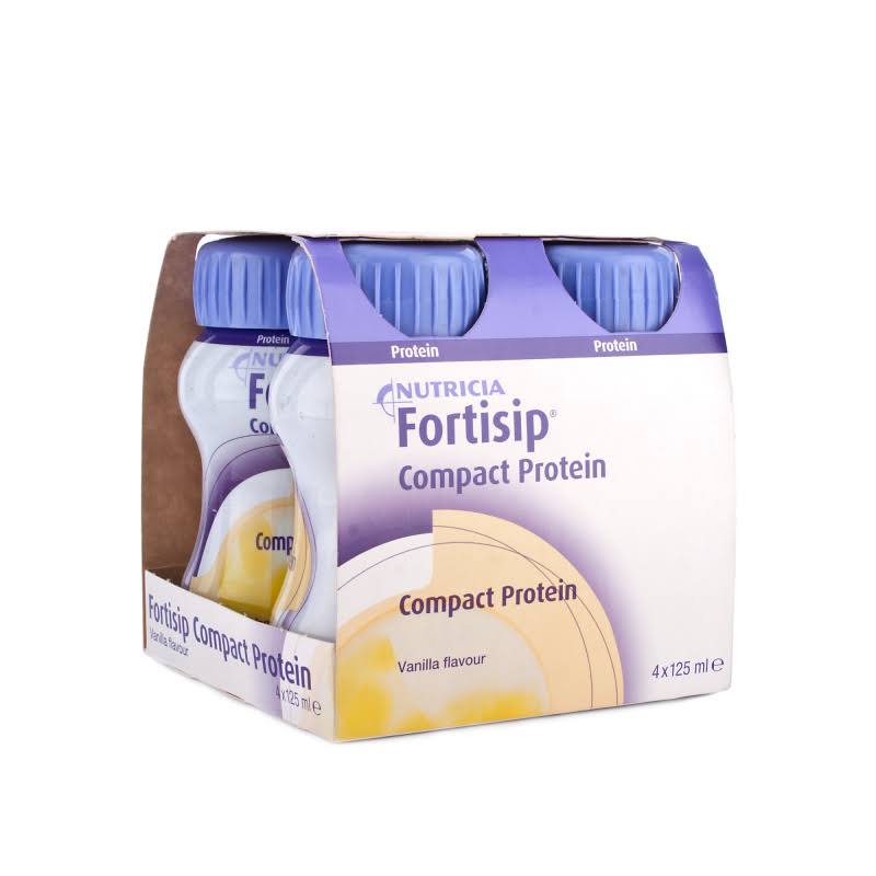 Fortisip Compact Protein Liquid Supplement - Vanilla, 4 x 125ml