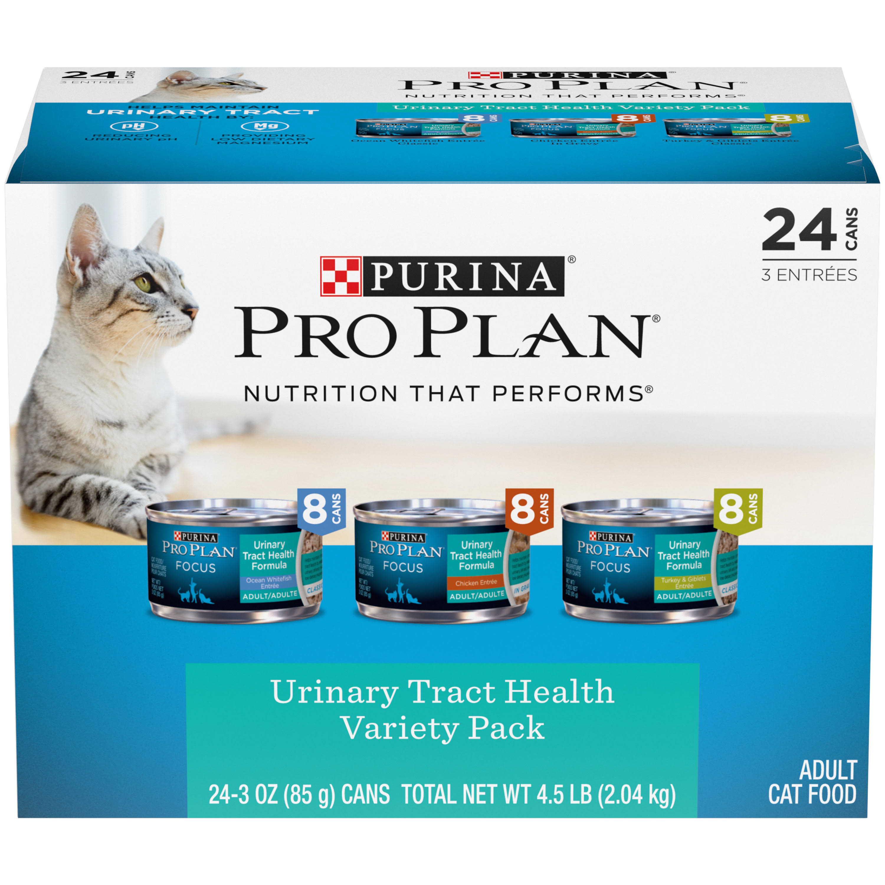 Purina Pro Plan Focus Classic Urinary Tract Health Formula Adult Wet Cat Food Variety Pack, 3 oz, Count of 24, 24 CT