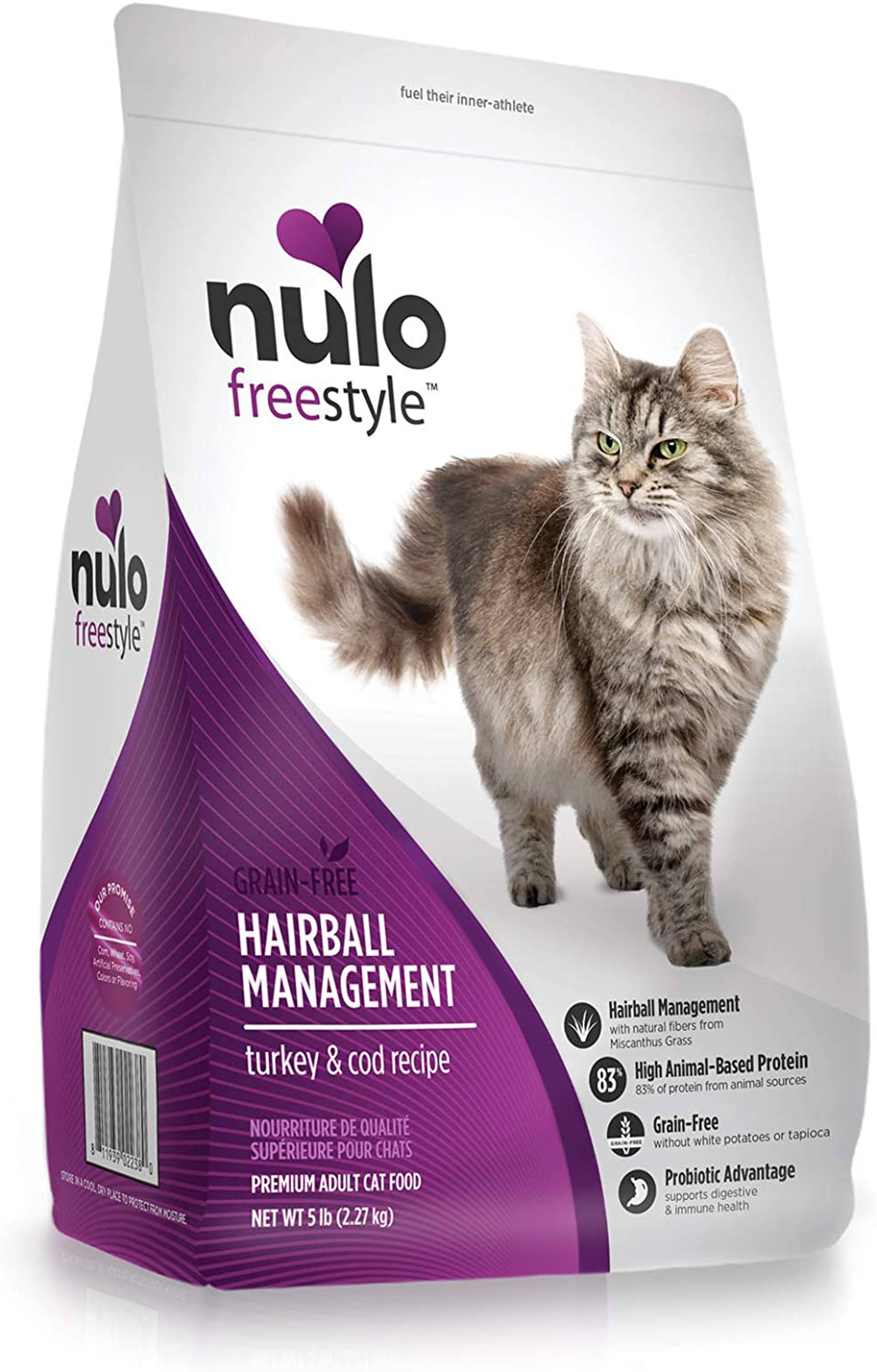 Nulo Freestyle Hairball Management Turkey & Cod Dry Cat Food / 5 lbs