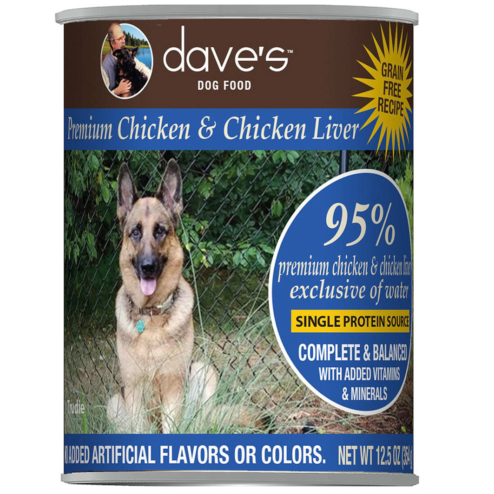 Dave's Pet Food 95% Premium Meats Chicken Liver 12.5oz Canned Dog Food
