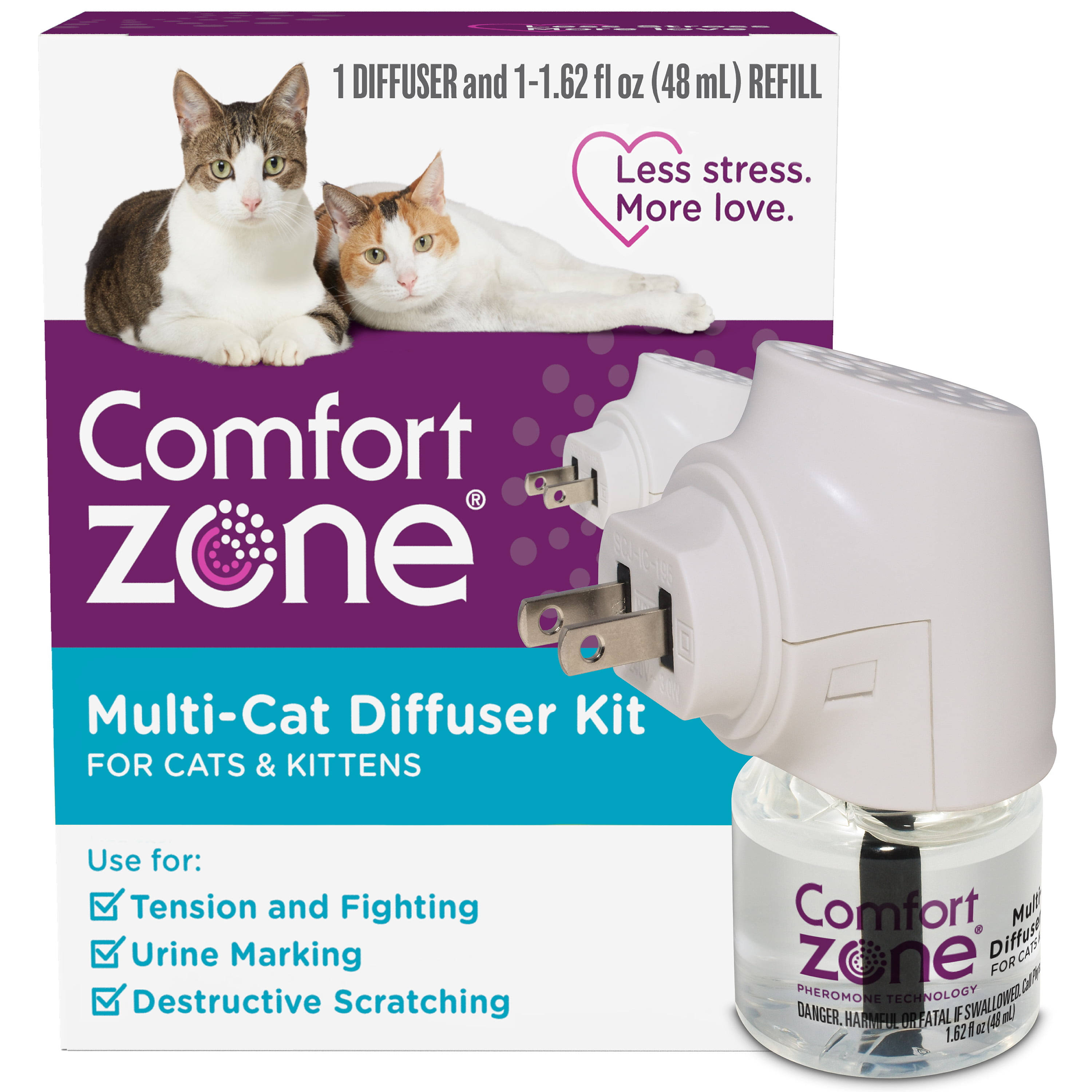 1 Diffuser Plus 1 Refill | Comfort Zone Multi-Cat Calming Kit (Starter Pack) For A Peaceful Home | Veterinarian Recommend | Stop Cat Fighting and Redu