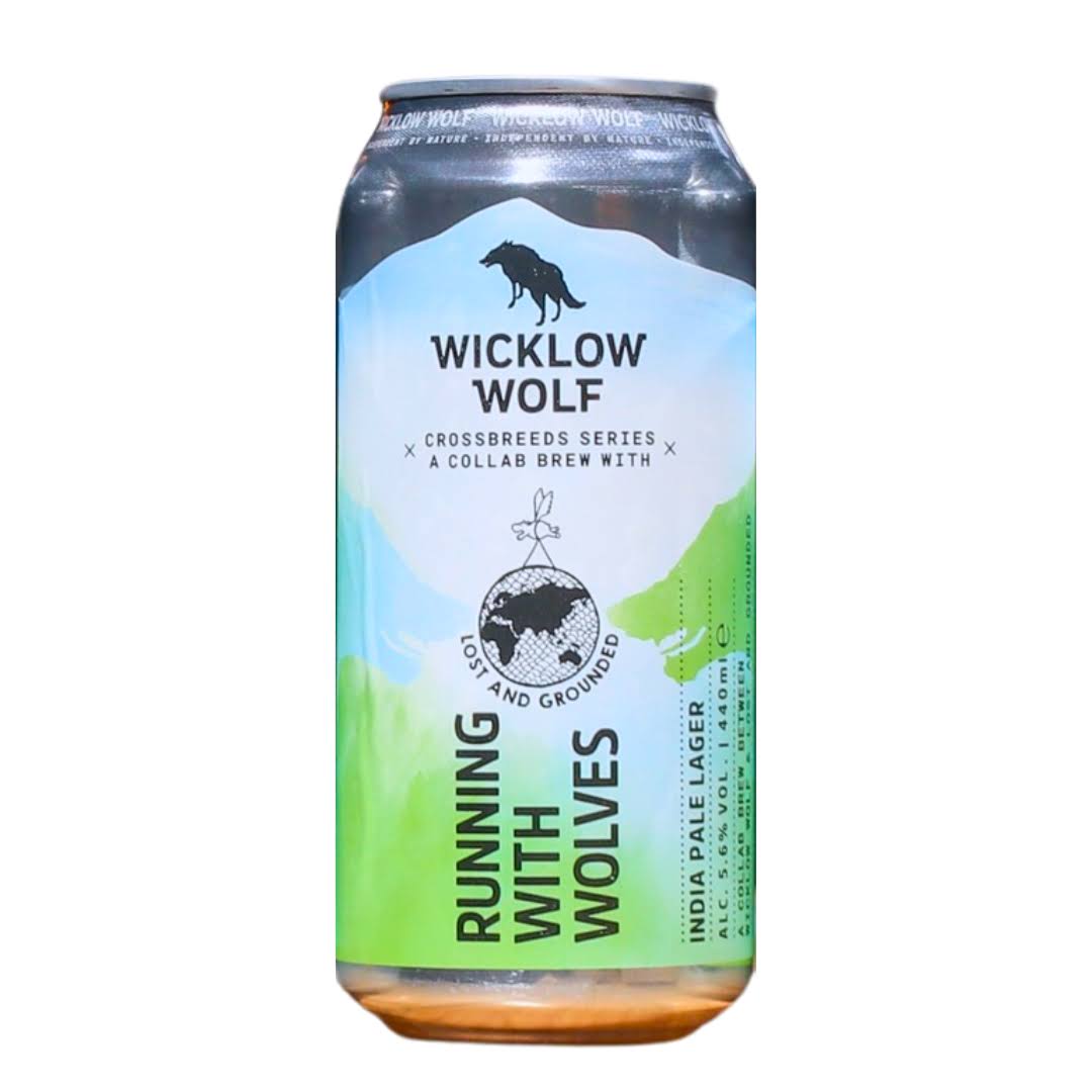 Wicklow Wolf collab Lost and Grounded- Running with Wolves India Pale Lager 5.6% ABV 440ml Can