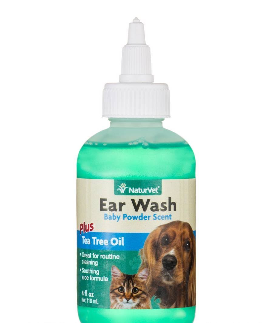 NaturVet Ear Wash With Tea Tree Oil - Baby Powder - 118ml