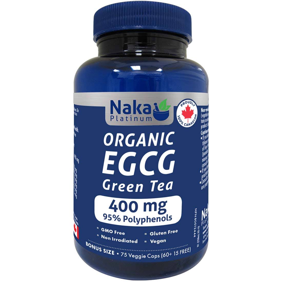 Naka Platinum EGCG Green Tea 400mg 75 Veggie Caps