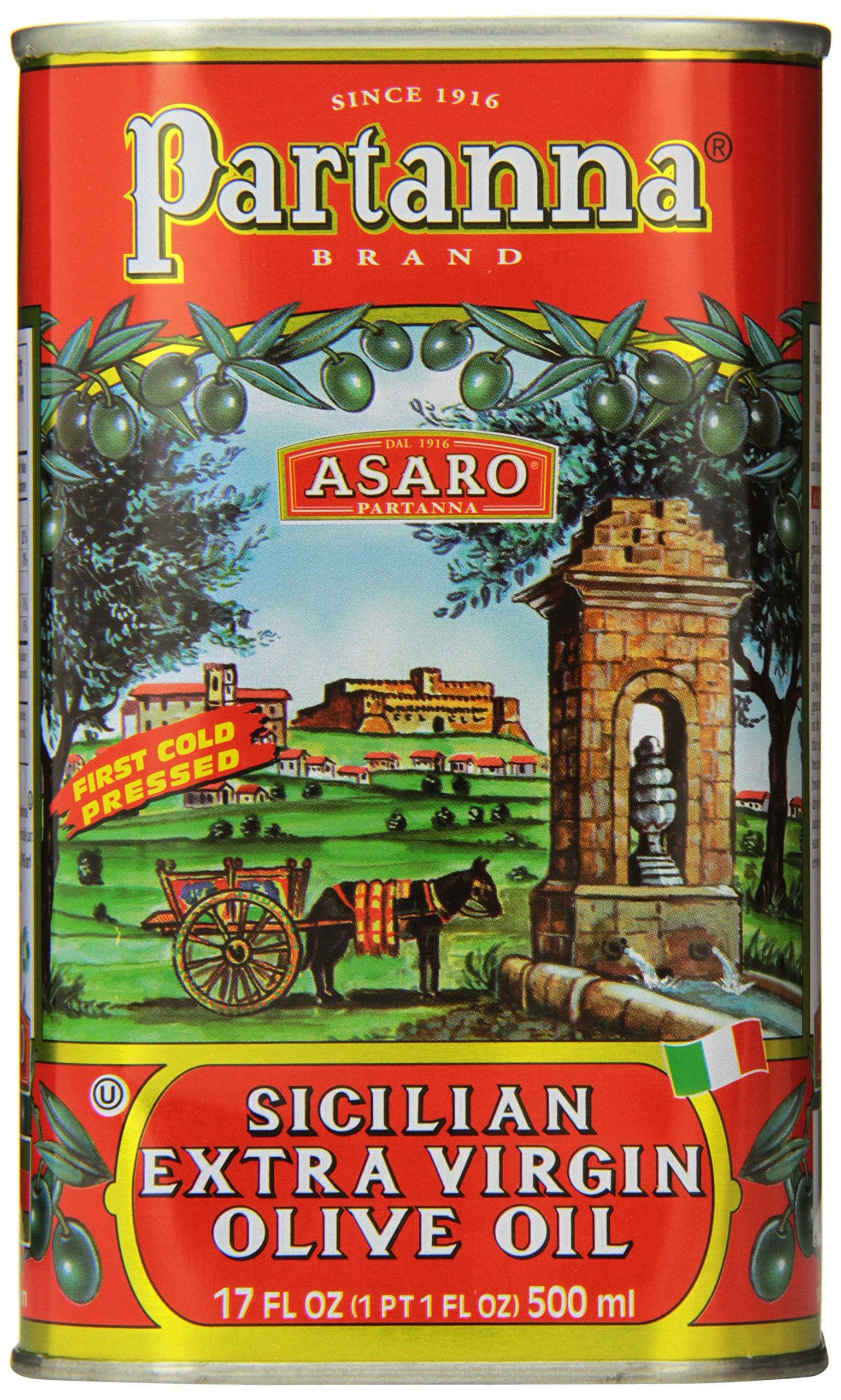 Partanna Sicilian Extra Virgin Olive Oil - 17oz