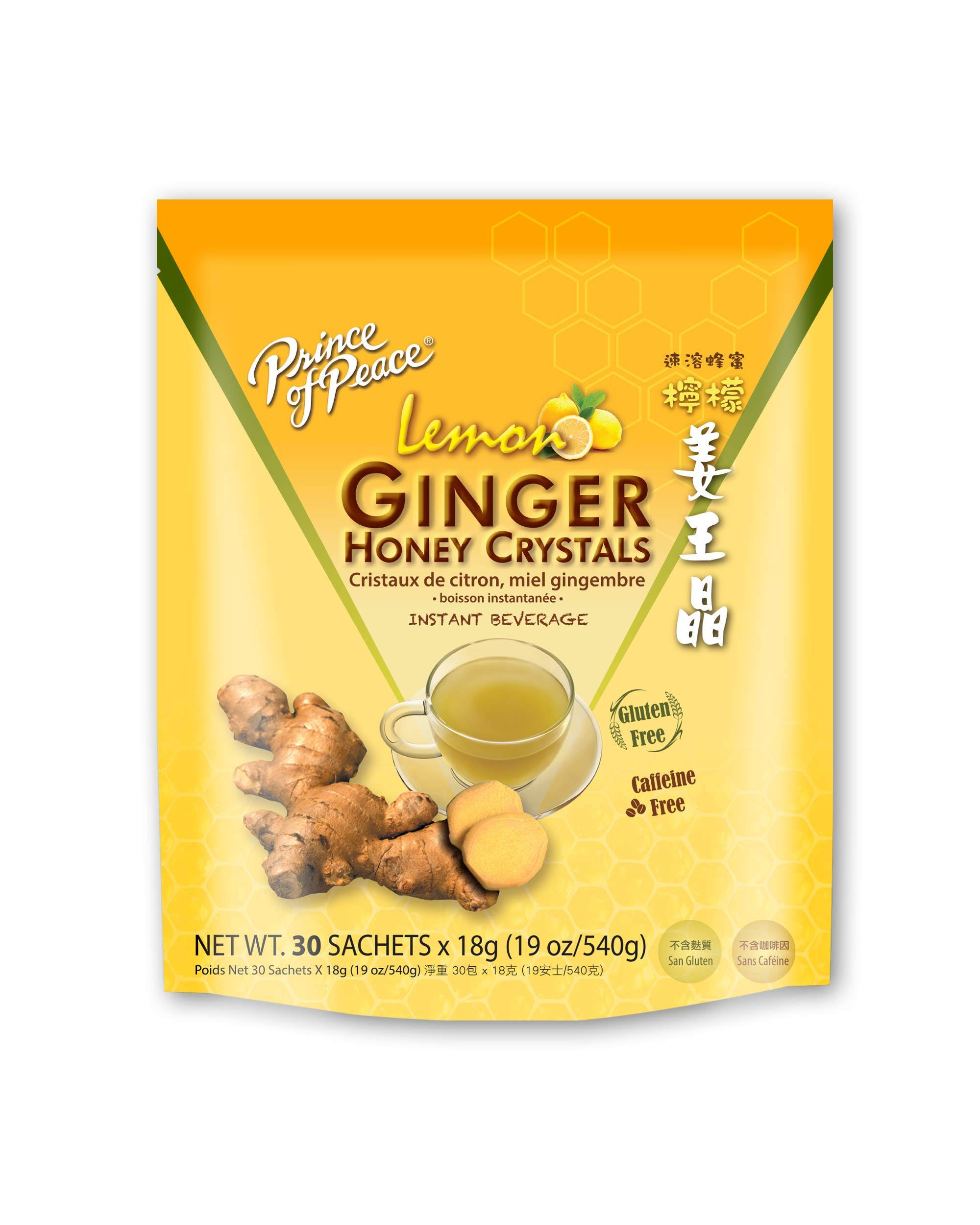 Prince of Peace Instant Honey Crystals Tea - Lemon Ginger, 30ct