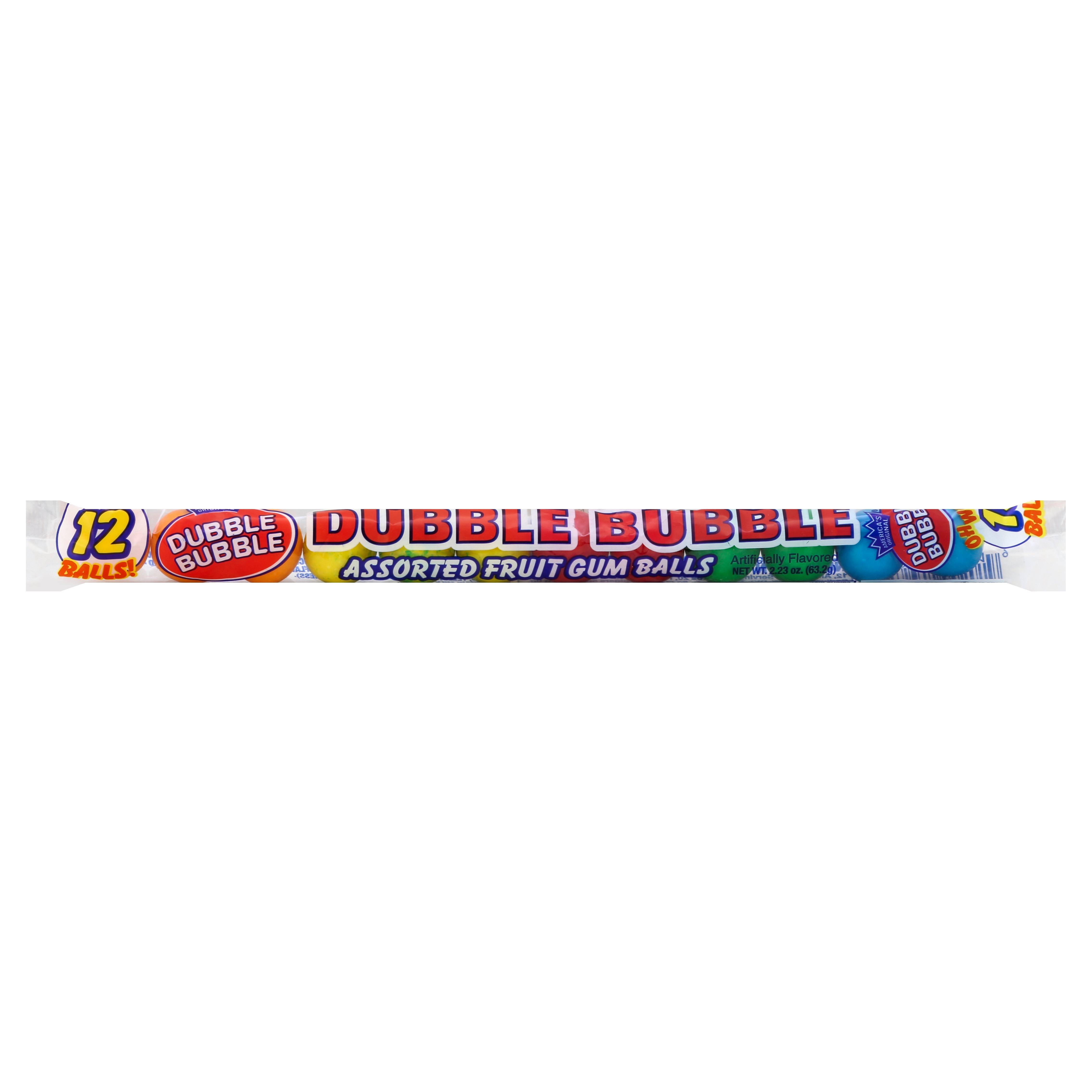 Dubble Bubble Gum Balls, Assorted Fruit - 12 balls, 2.23 oz