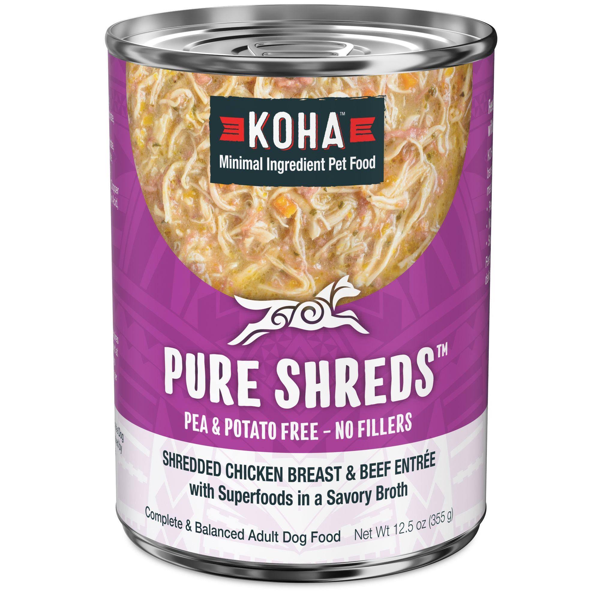 Koha Pure Shreds Shredded Chicken Breast & Beef Entree Dog Food