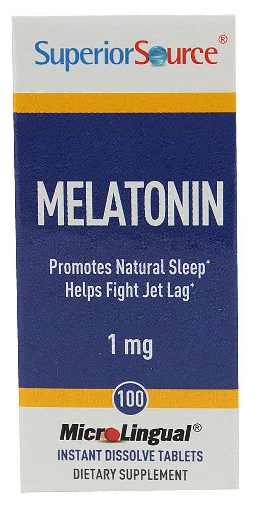 Superior Source Melatonin Instant Dissolve 1mg Dietary Supplement - 100 Tablets
