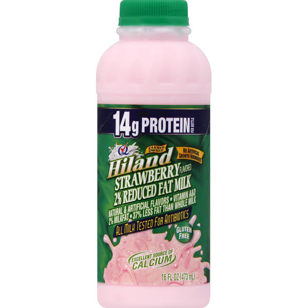 Hiland Strawberry Reduced Fat Milk - 16oz