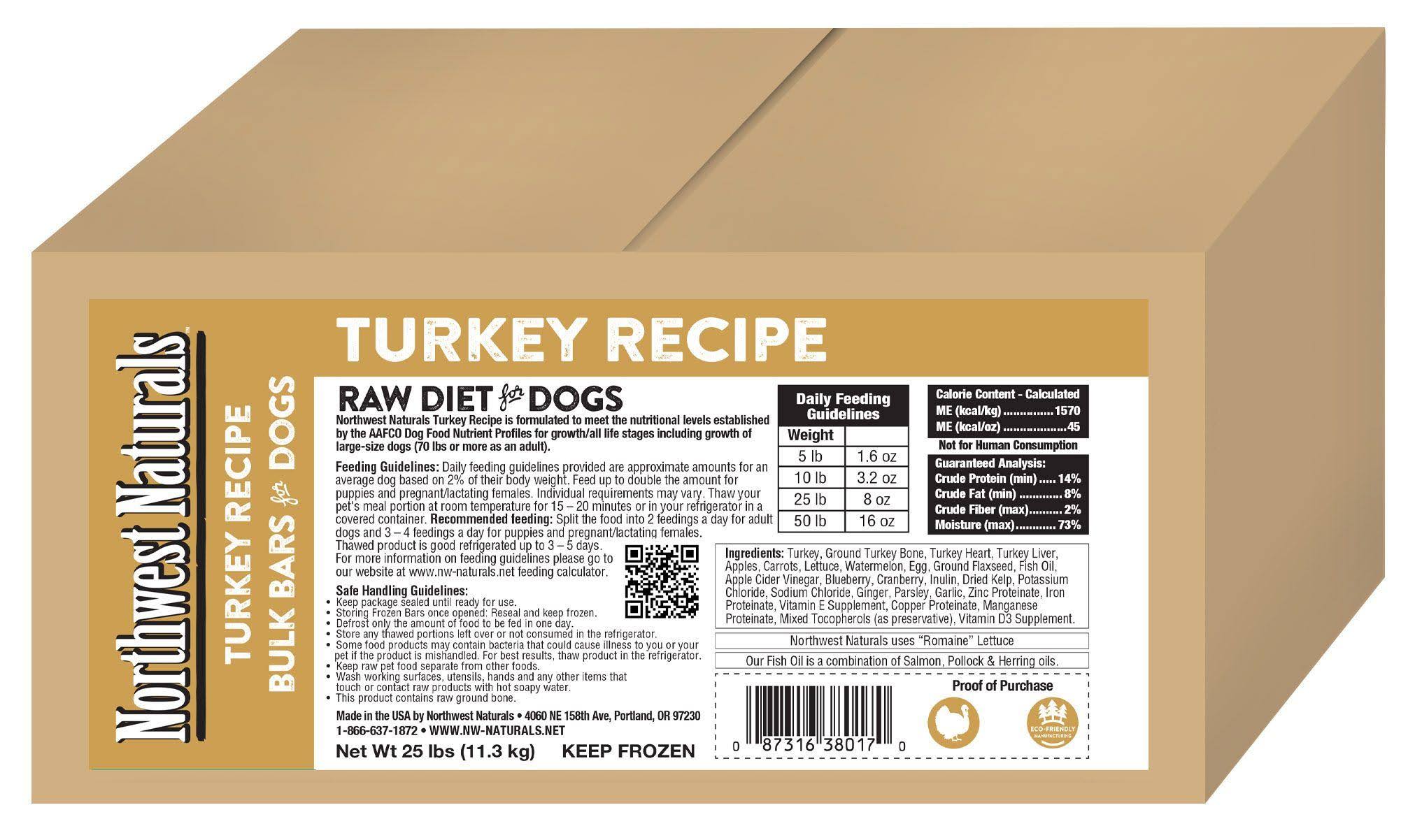 Northwest Natural Raw Turkey Bars - 25 lb