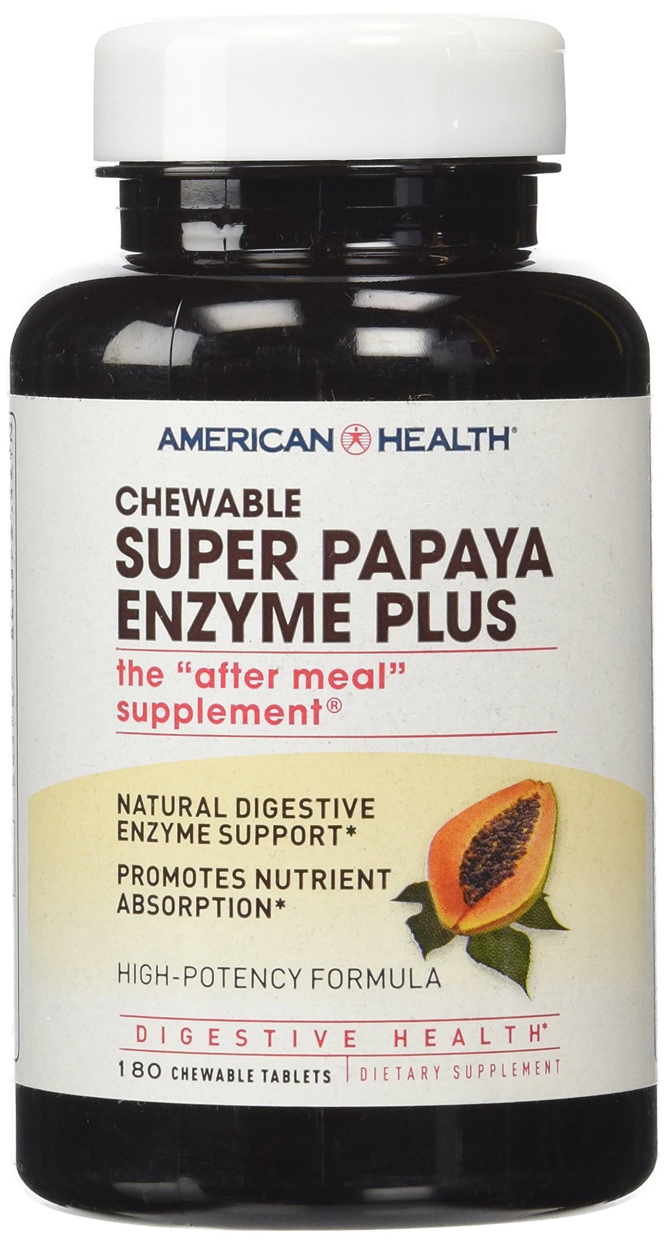 American Health Chewable Enzyme Plus Dietary Supplement - Super Papaya, x180
