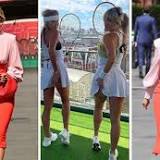 Leggy Amanda Holden totes a novelty tennis ball handbag as she takes lookalike daughter Lexi, 16, to the first day of ...