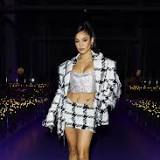 Vanessa Hudgens Elevates Plaid Check Jacket & Mini Skirt With 6-Inch Heels at Versace's Milan Fashion Week Front ...