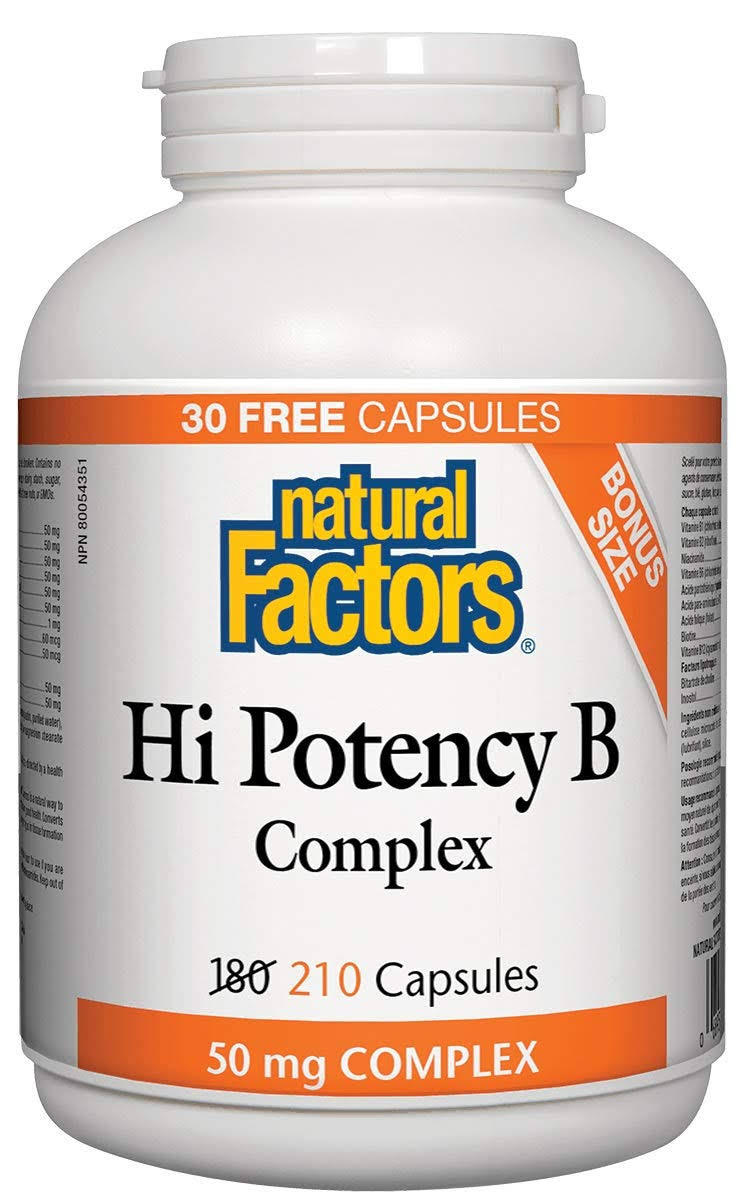 Natural Factors Hi Potency B Complex, 50mg, 210 Capsules