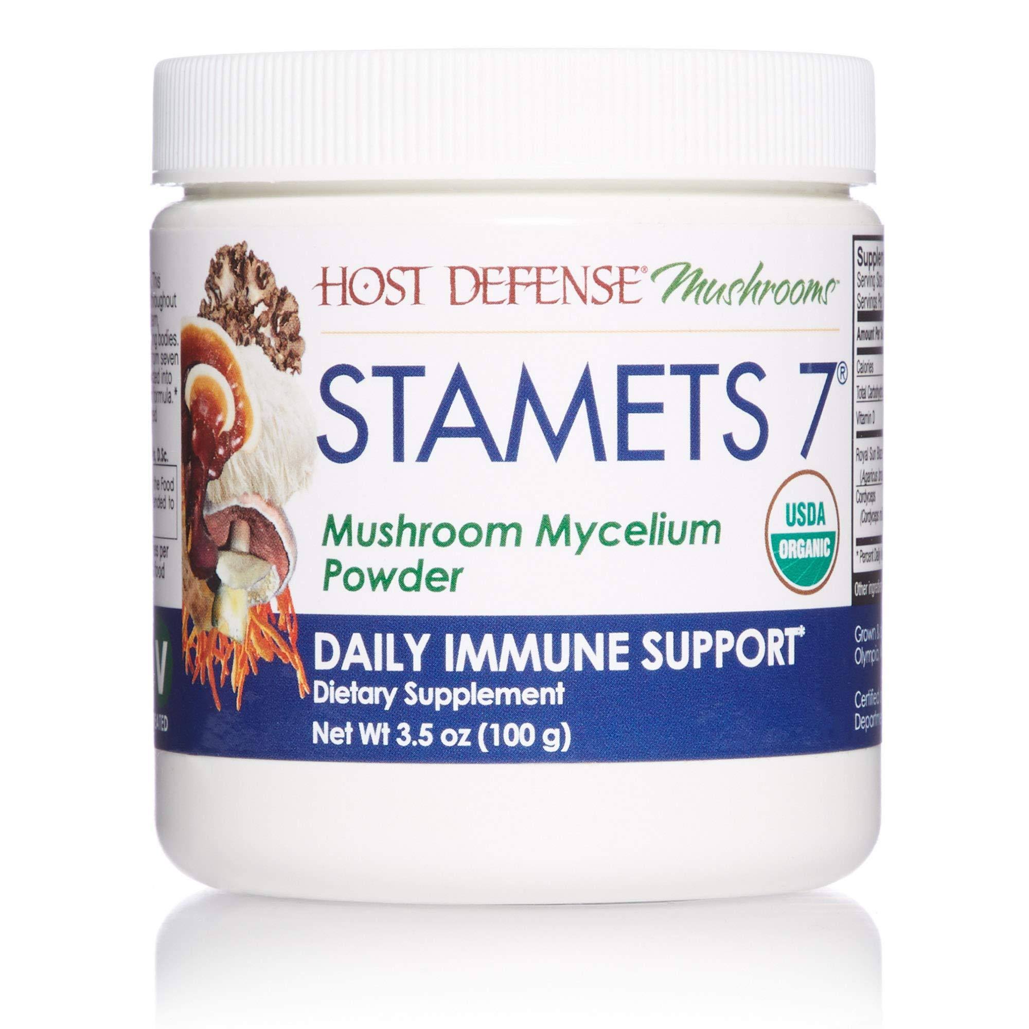 Host Defense Stamets 7 Mushroom Powder Daily Immune Support Certified Organic Supplement
