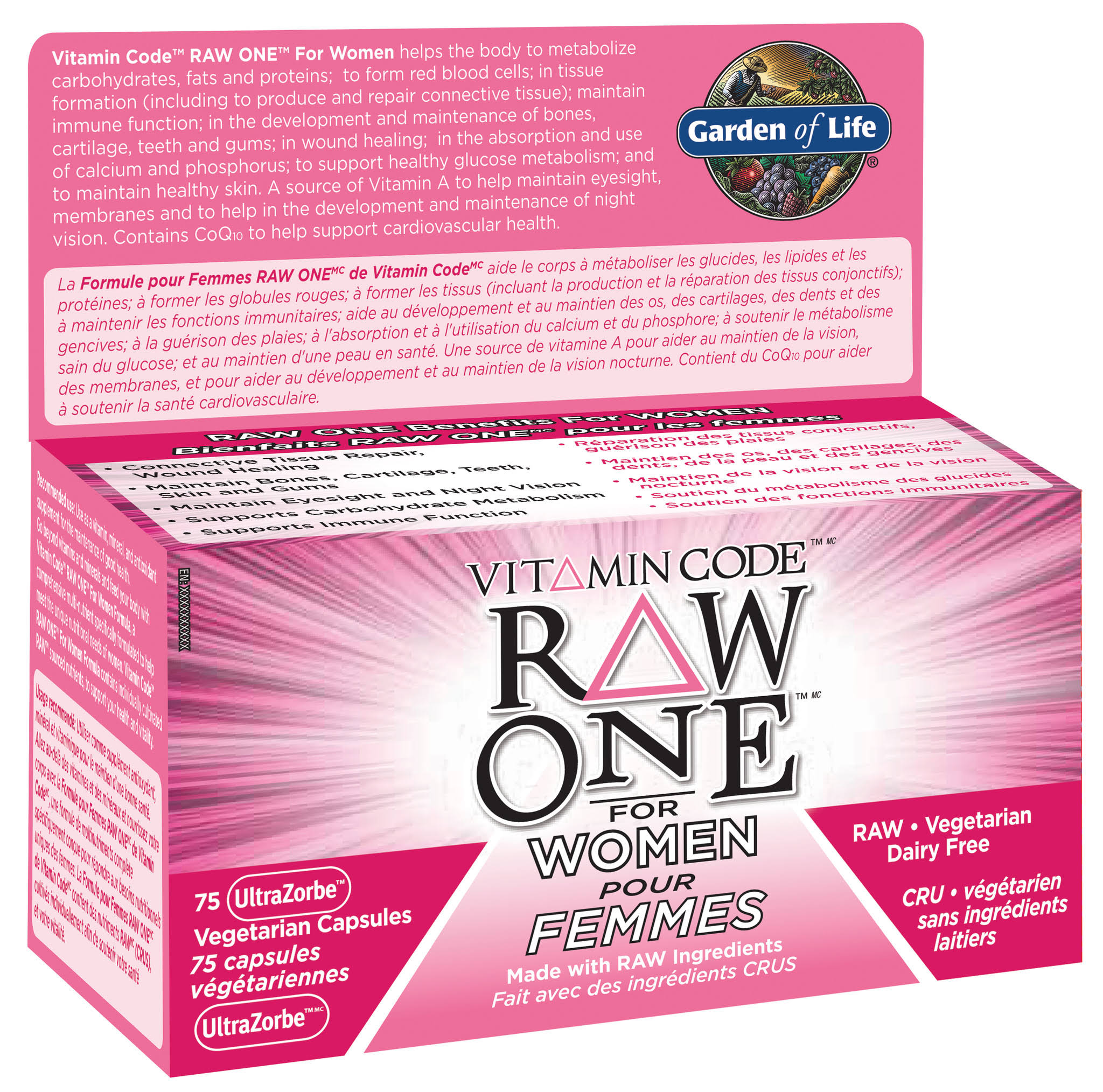 Garden of Life Vitamin Code Raw One for Women Supplement - 75 Capsules