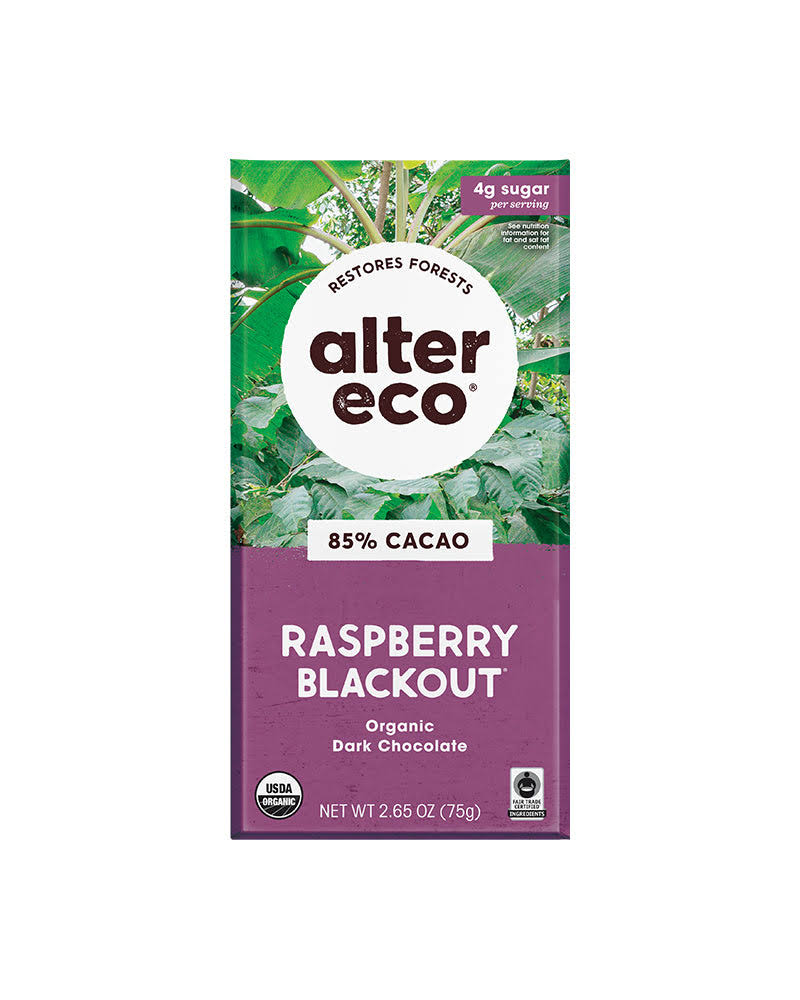 Alter Eco Raspberry Blackout Dark Chocolate Bar