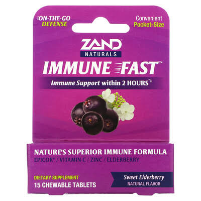 Zand, Immune Fast, Sweet Elderberry, 15 Chewable Tablets